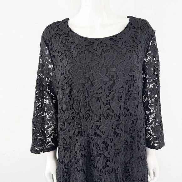 Jessica London Black Lace Midi Dress Plus Size 20W Formal Elegant Goth Witchy - Picture 2 of 9